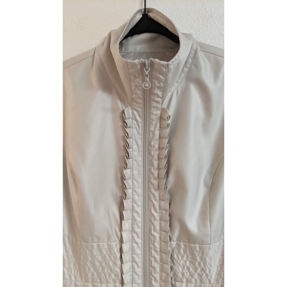 Women's Samuel Dong Champagne Ruffle Front Zippered Bubble Hem Coat Small - Picture 2 of 11